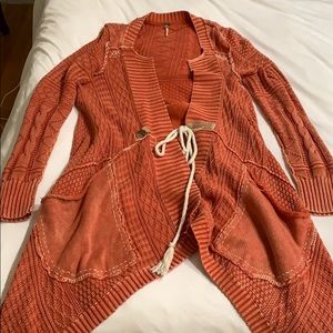 Free People long orange cardigan